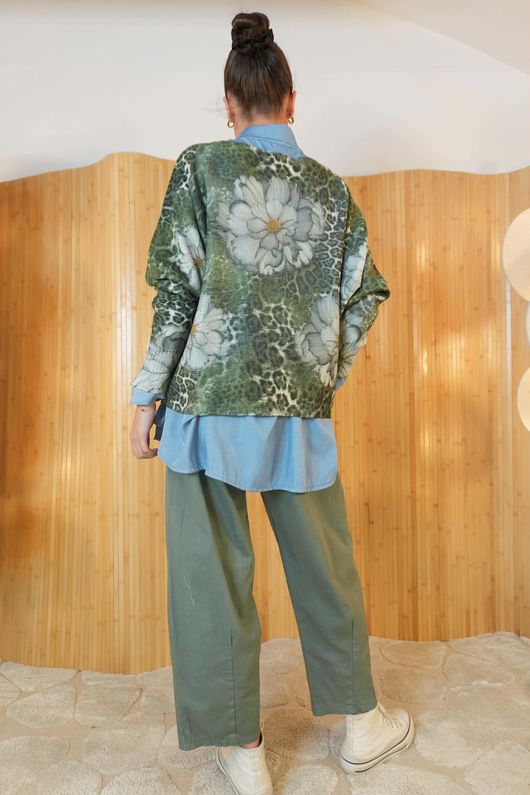 Raven Relaxed Knit Top Leopard Floral